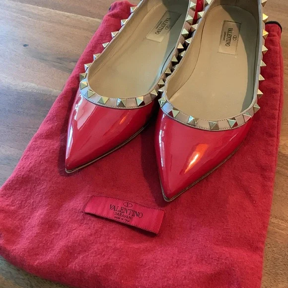 Valentino Rockstud patent ballet flats 37
